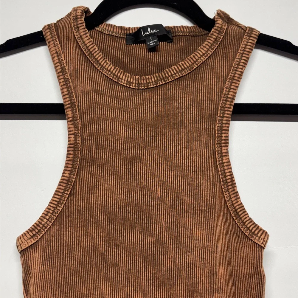✨Lulu's Brown Ribbed Tank Midi Dress Size L